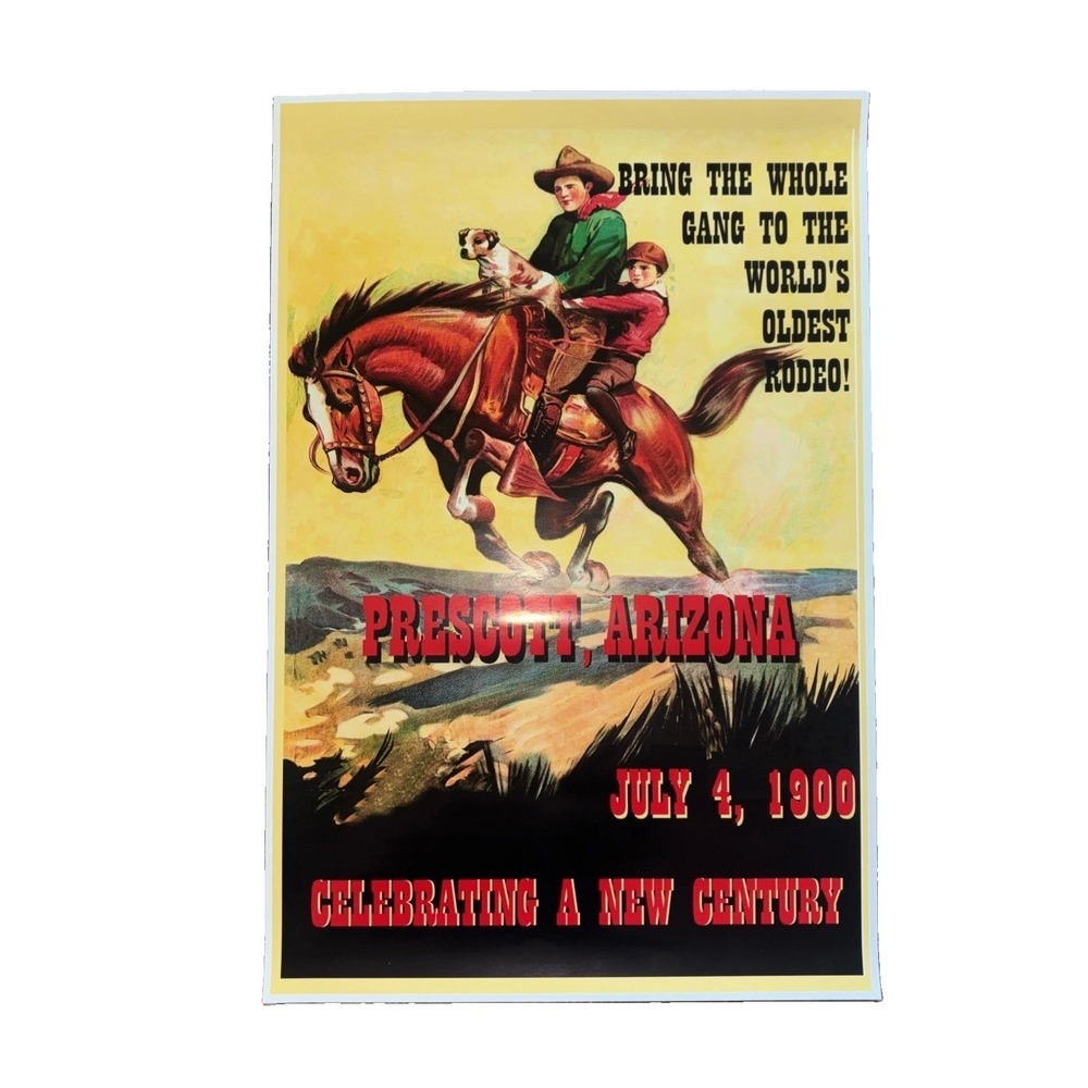 Prescott Arizona Worlds Oldest Rodeo July 4 1900 Vintage Style Poster 16x24